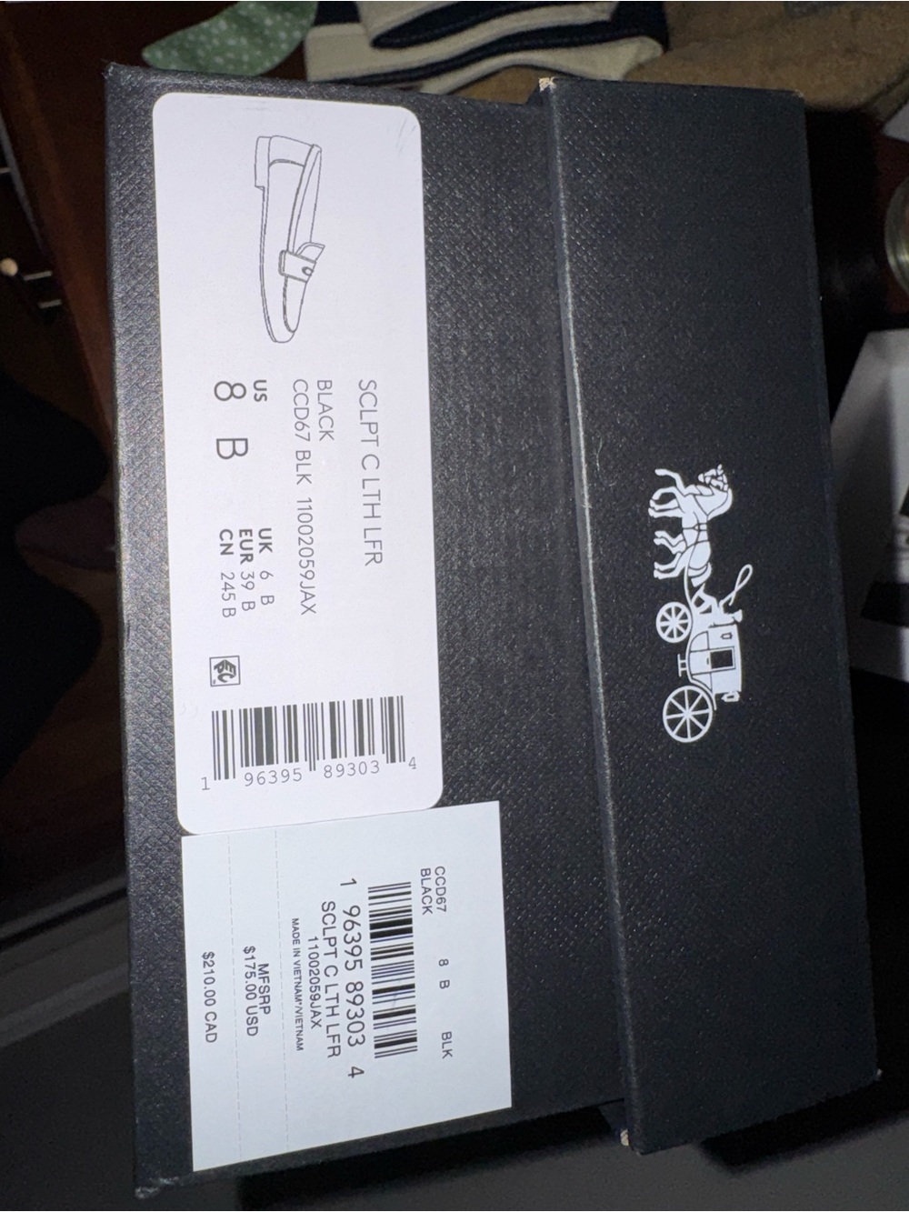New in Box Coach Black Sculpted C Leather Loafers - Picture 5 of 5